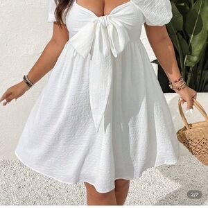 Elegant White Puff Sleeve Dress
